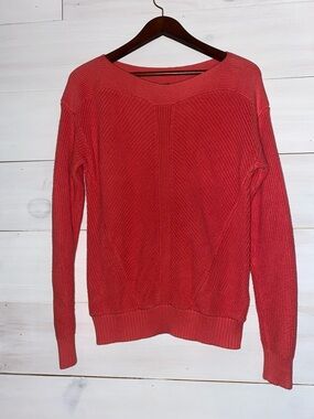 Lauren Ralph Lauren Coral Pink Ribbed Knit 100% Cotton Sweater - Petite Small